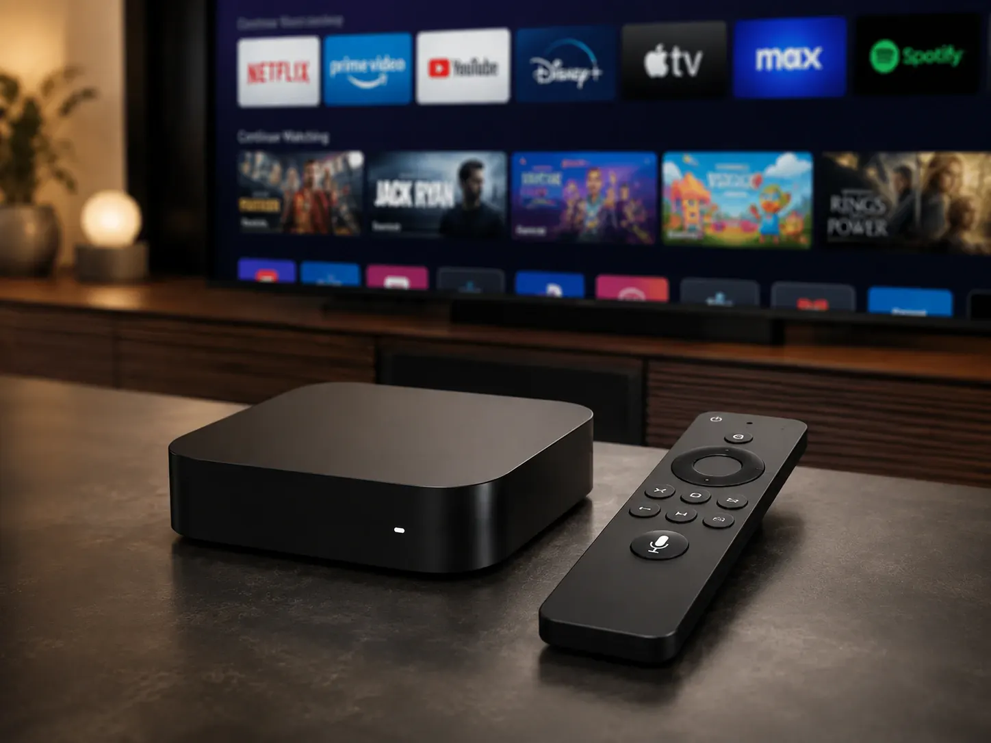 Smart TV Menü und externe Streaming Box
